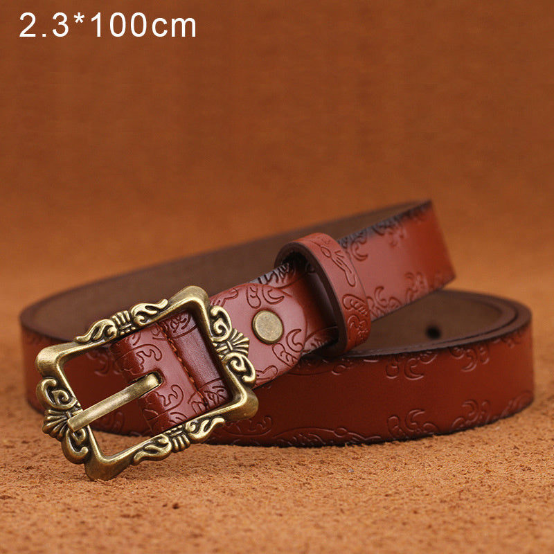 Fashion Belts Female Famous Brand Designer Belts Women Embossed Popular PU Alloy Buckle Woman Belt