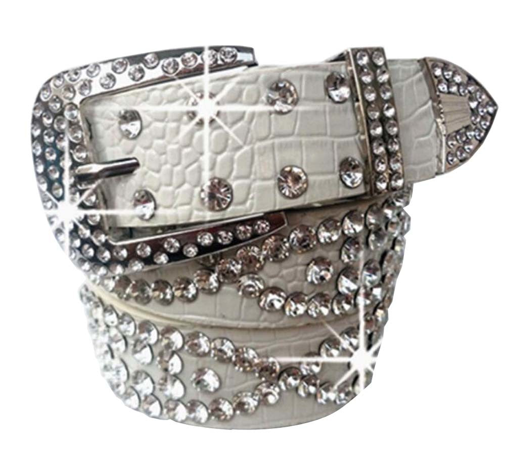 Women Rhinestone Belt Western Cowgirl Bling Studded Belt for Jeans Dress #42