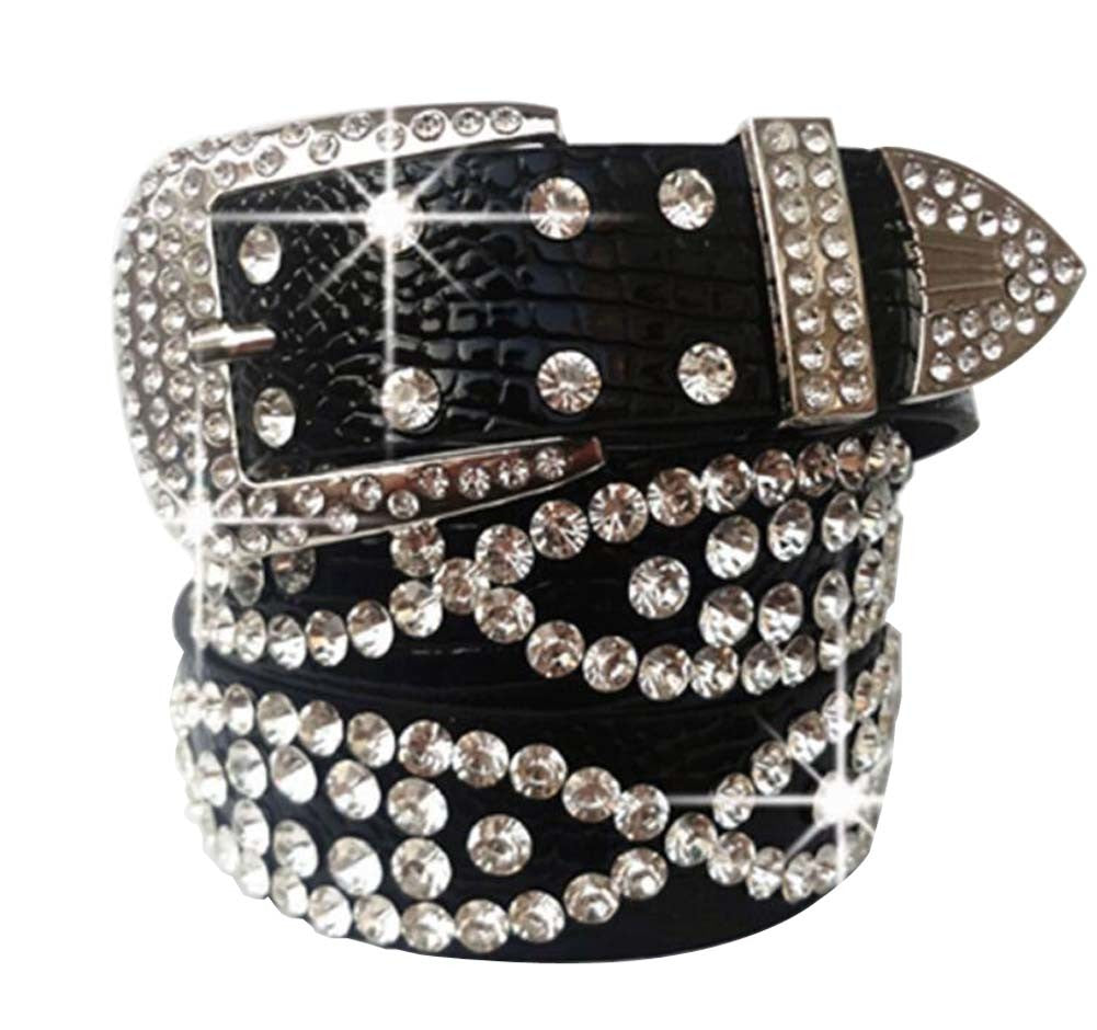 Women Rhinestone Belt Western Cowgirl Bling Studded Belt for Jeans Dress #41