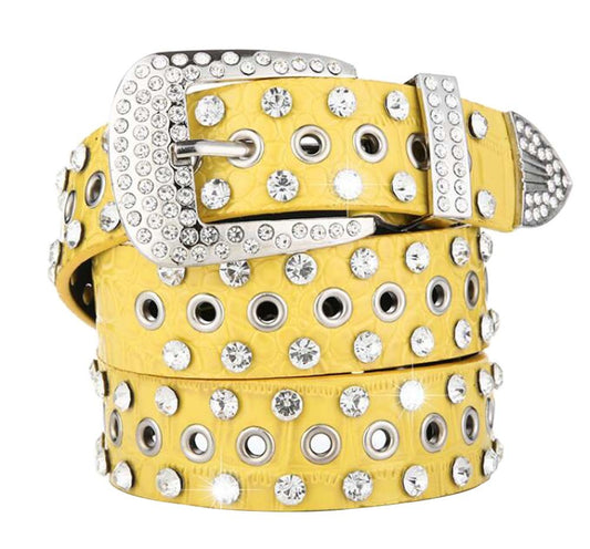 Women Rhinestone Belt Western Cowgirl Bling Studded Belt for Jeans Dress #52