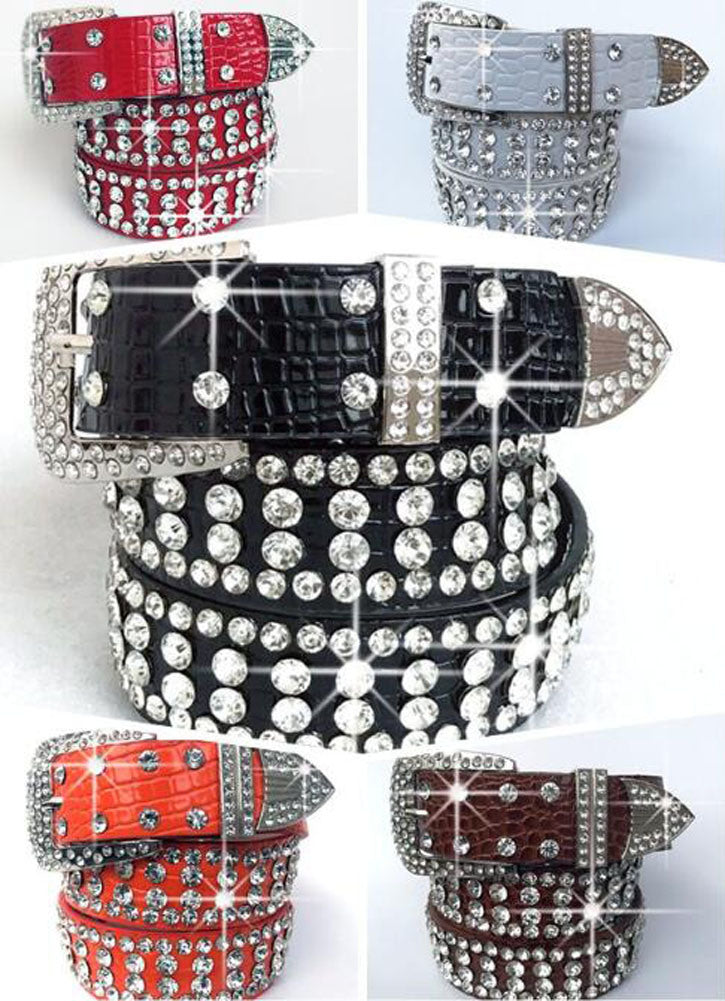 Women Rhinestone Belt Western Cowgirl Bling Studded Belt for Jeans Dress #01