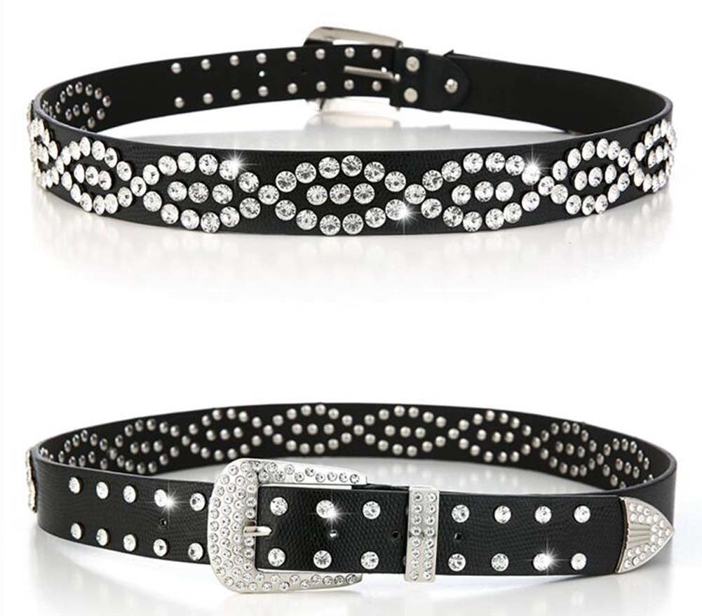 Women Rhinestone Belt Western Cowgirl Bling Studded Belt for Jeans Dress #28