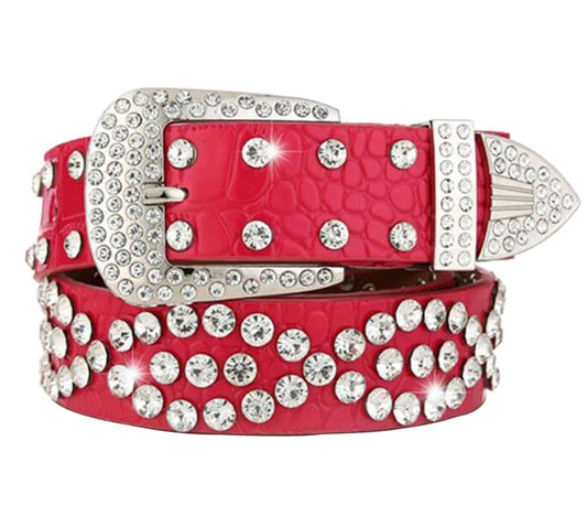 Women Rhinestone Belt Western Cowgirl Bling Studded Belt for Jeans Dress #27