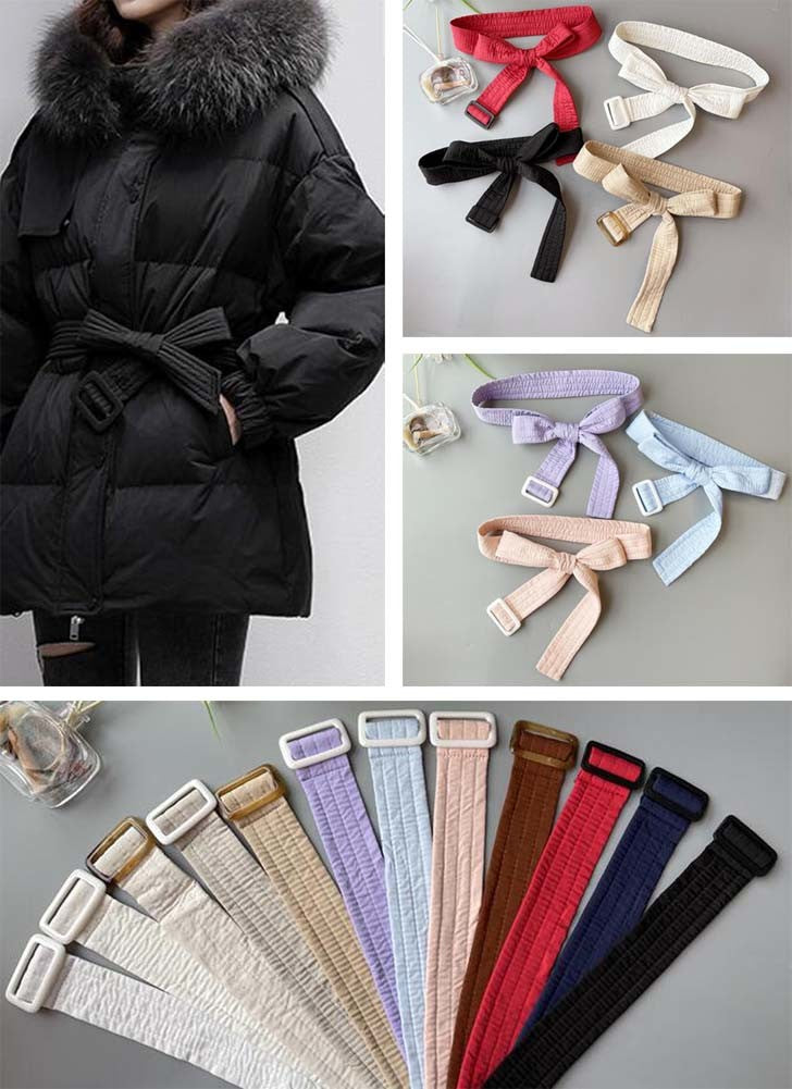 Women Waist Belt for Down Jacket, Winter Coat Waistband Waist Tie #13