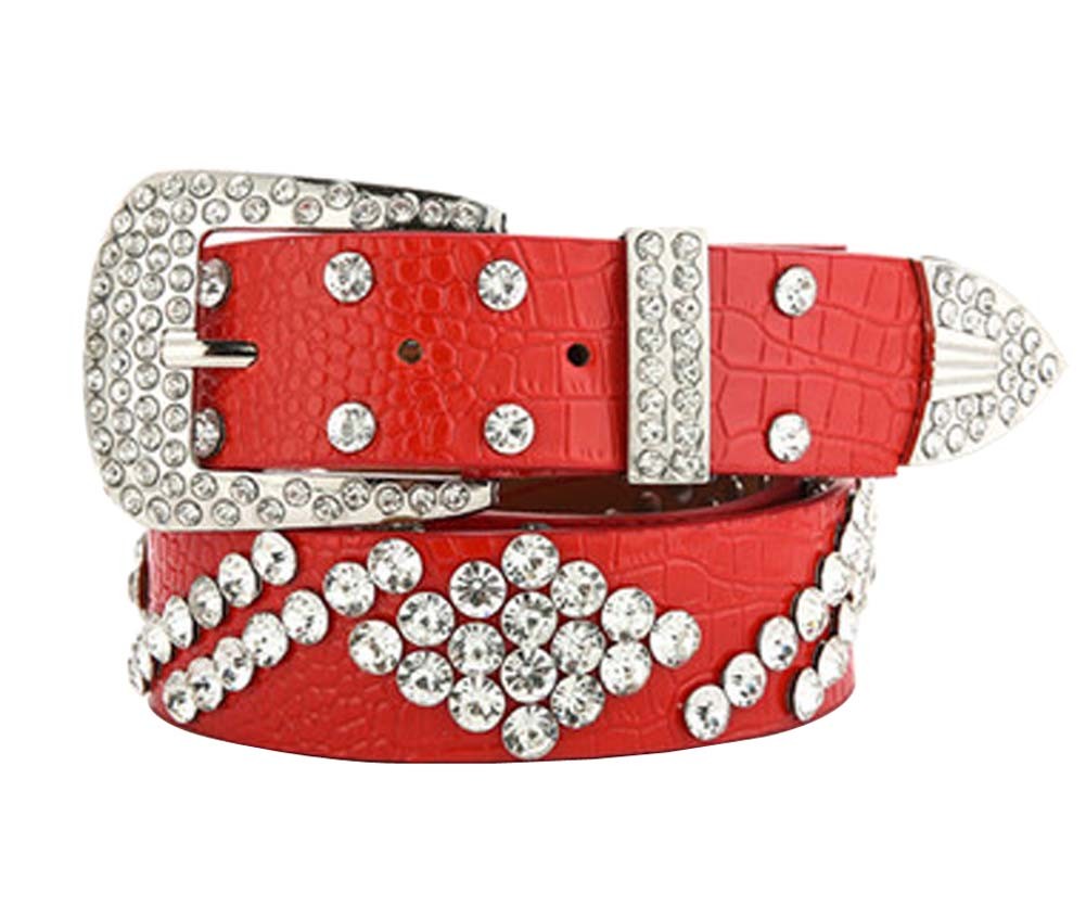 Women Rhinestone Belt Western Cowgirl Bling Studded Belt for Jeans Dress #31