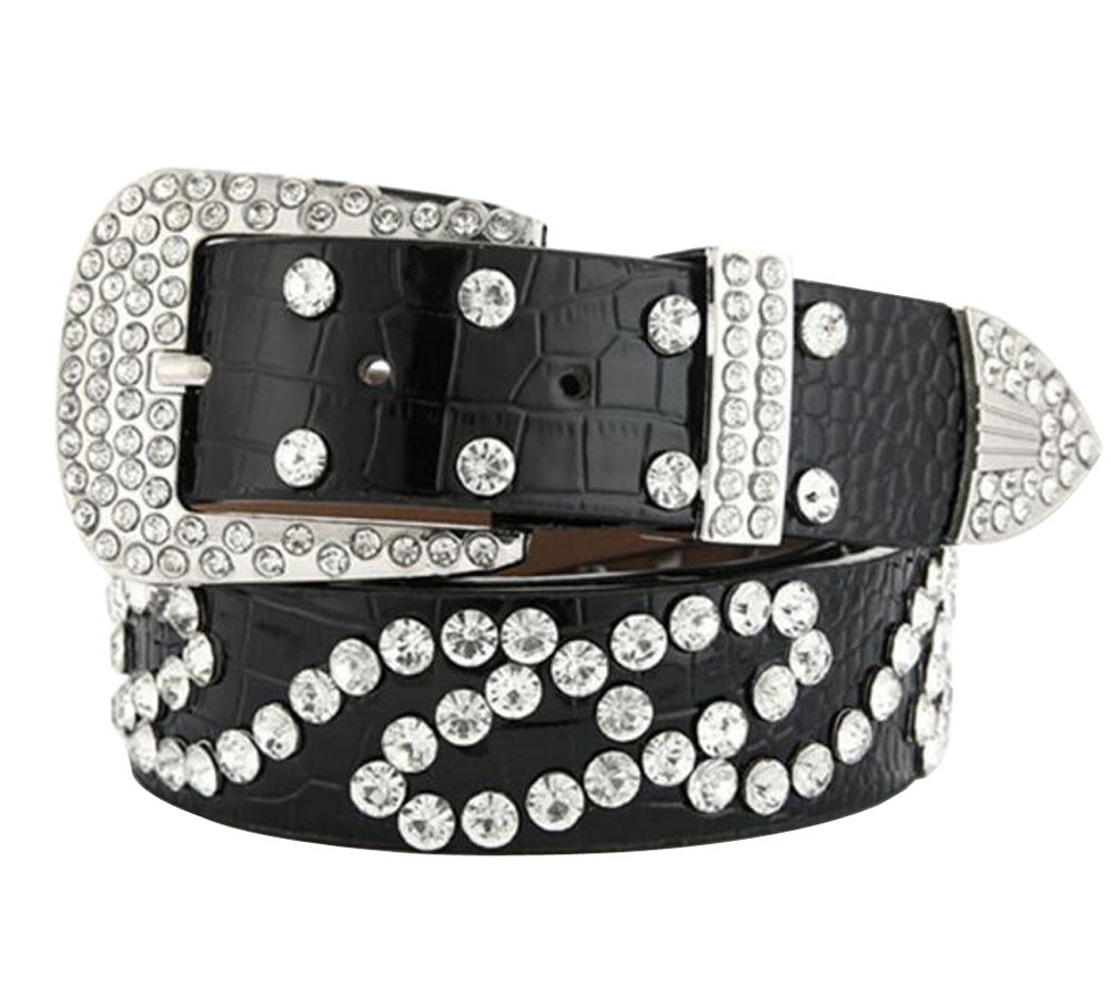 Women Rhinestone Belt Western Cowgirl Bling Studded Belt for Jeans Dress #07