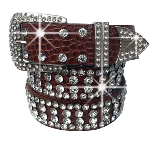 Women Rhinestone Belt Western Cowgirl Bling Studded Belt for Jeans Dress #05