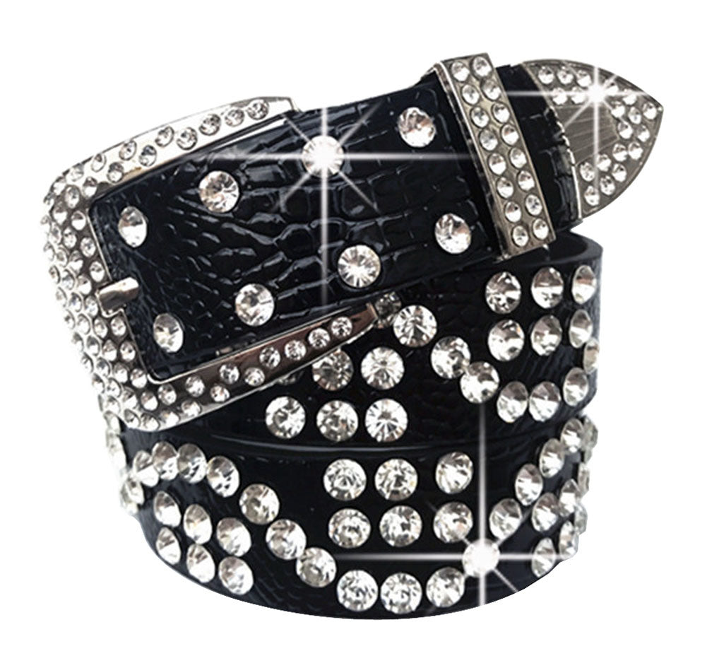 Women Rhinestone Belt Western Cowgirl Bling Studded Belt for Jeans Dress #13