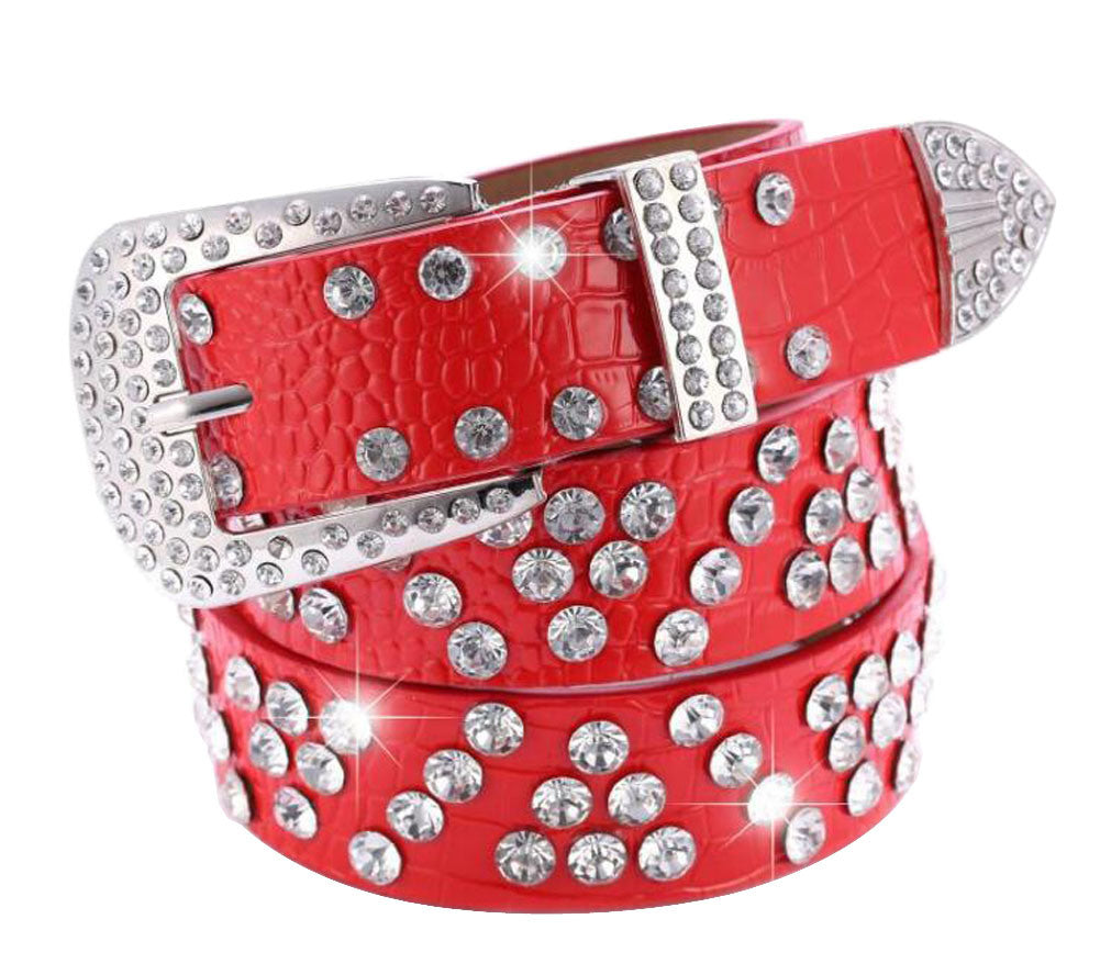 Women Rhinestone Belt Western Cowgirl Bling Studded Belt for Jeans Dress #21