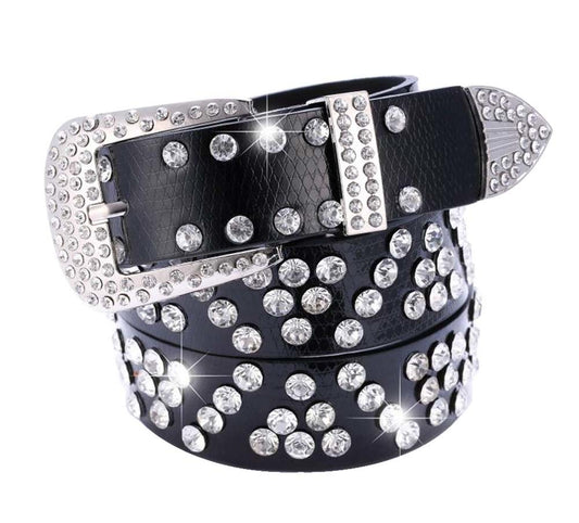 Women Rhinestone Belt Western Cowgirl Bling Studded Belt for Jeans Dress #19