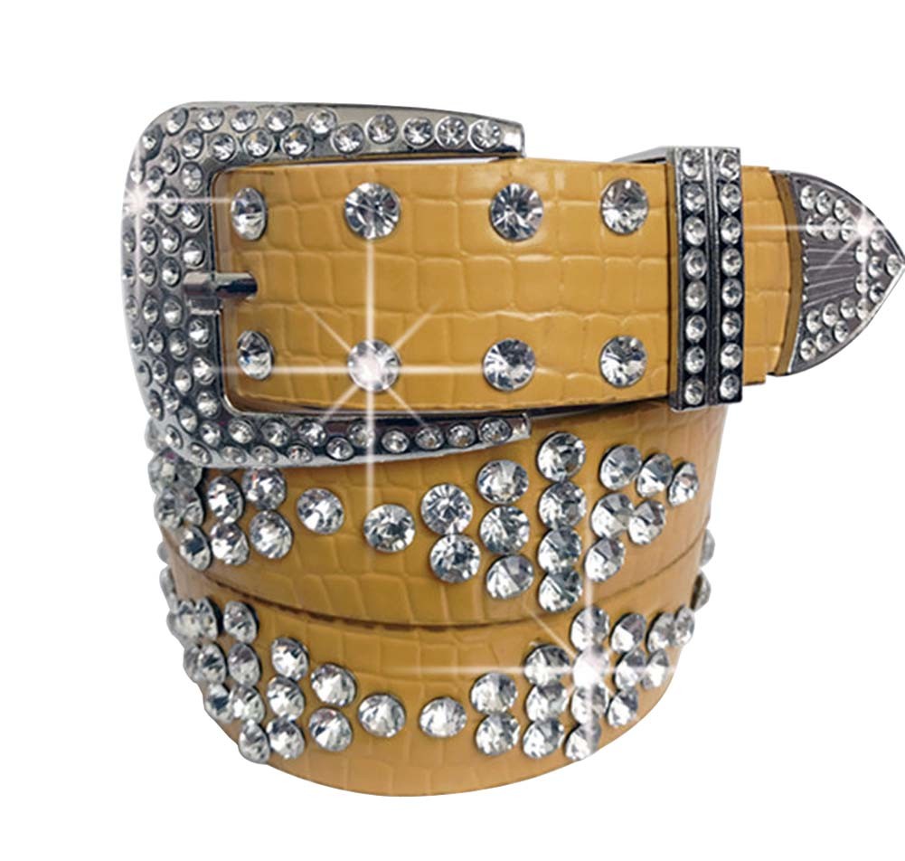 Women Rhinestone Belt Western Cowgirl Bling Studded Belt for Jeans Dress #37