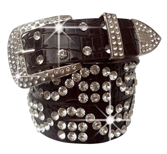 Women Rhinestone Belt Western Cowgirl Bling Studded Belt for Jeans Dress #18