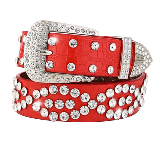 Women Rhinestone Belt Western Cowgirl Bling Studded Belt for Jeans Dress #25