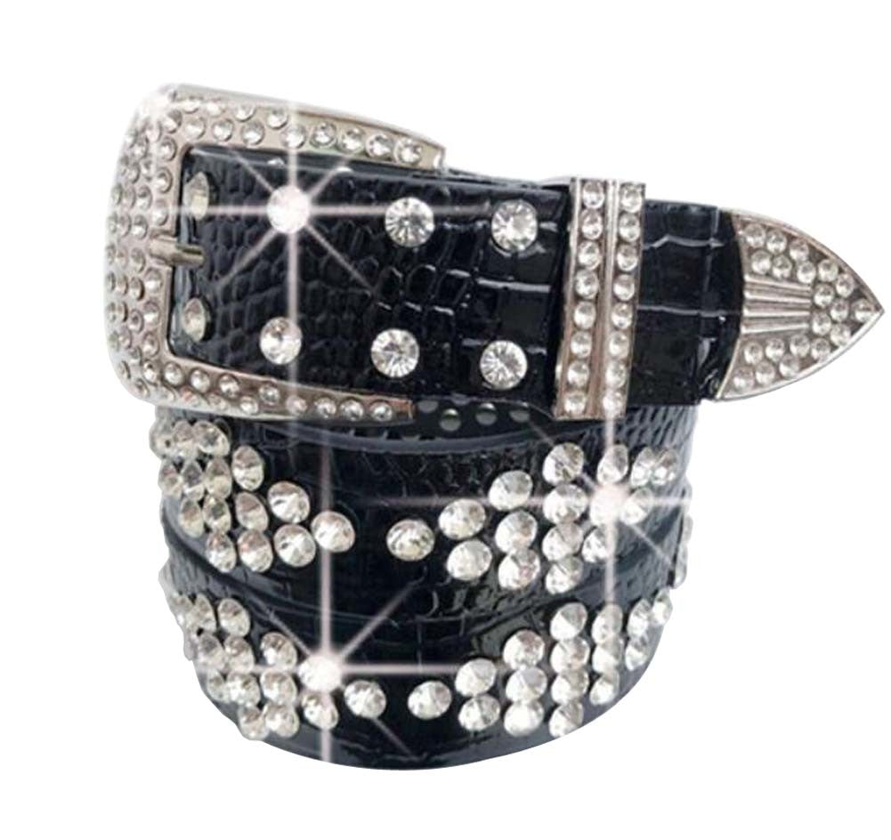 Women Rhinestone Belt Western Cowgirl Bling Studded Belt for Jeans Dress #34