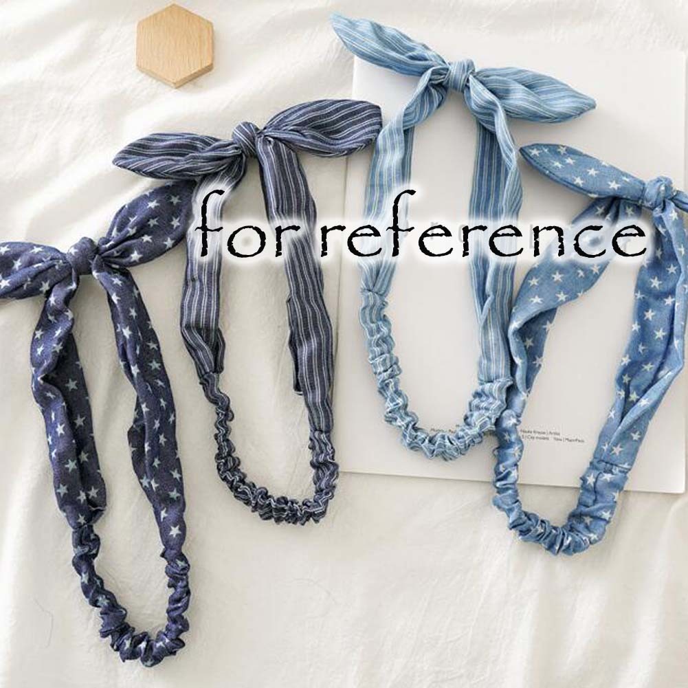 4 Pcs Blue Stripes Stars Headbands for Women Twist Knot Womens Head Band Stretchy Rabbit Ear Head Wrap Girls Hairbands Hair Accessories