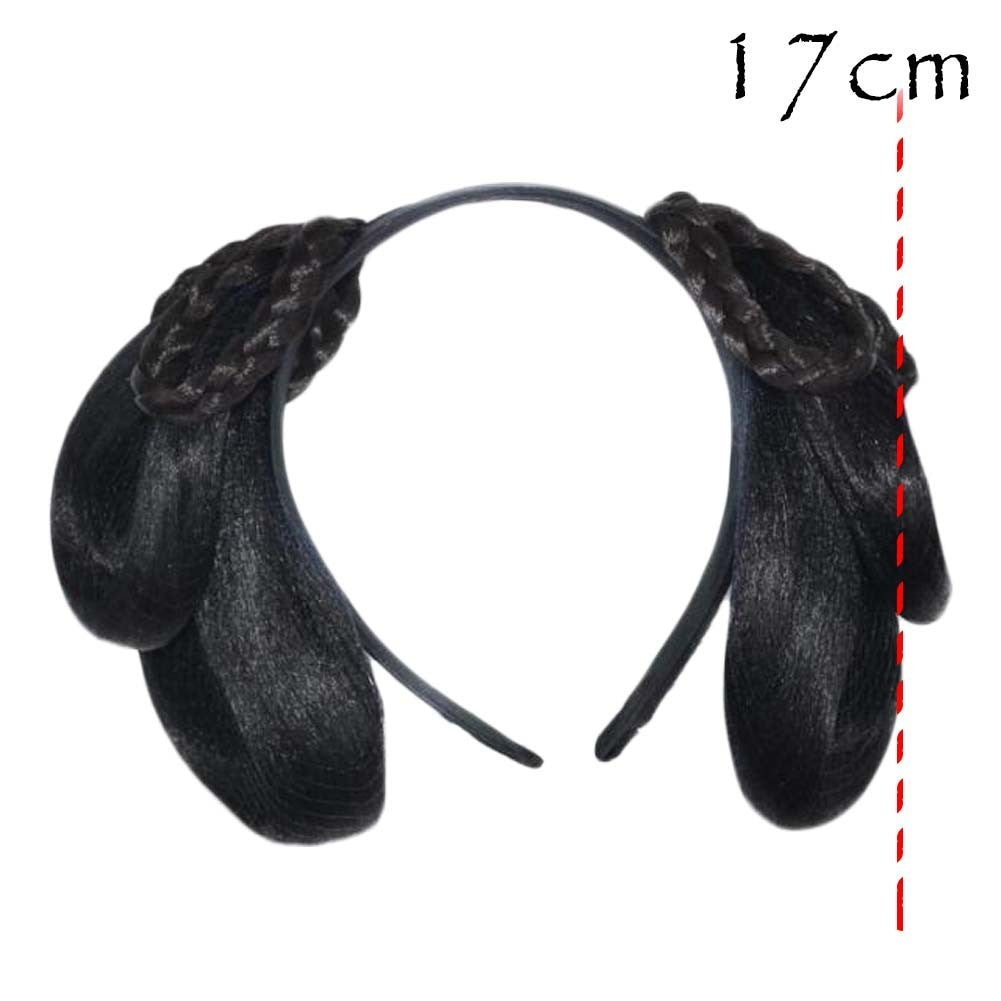 Women Wig Han Chinese Clothing Updo Headband Hair Bun Chinese Traditional Costume Accessory Black Hairpiece