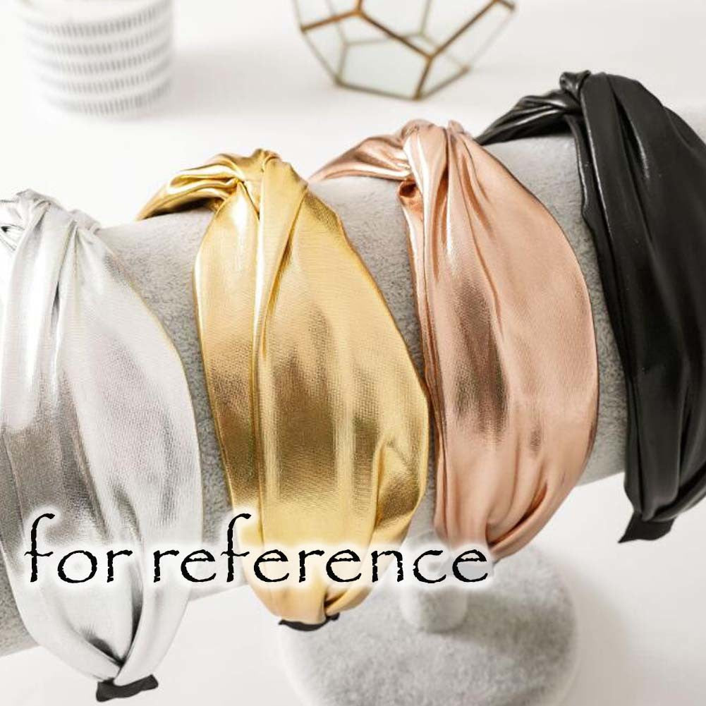 2 Pcs PU Wide Headbands Knot Turban Headband Women Metallic Color Hairband Solid Color Hair Hoops Hair Accessories