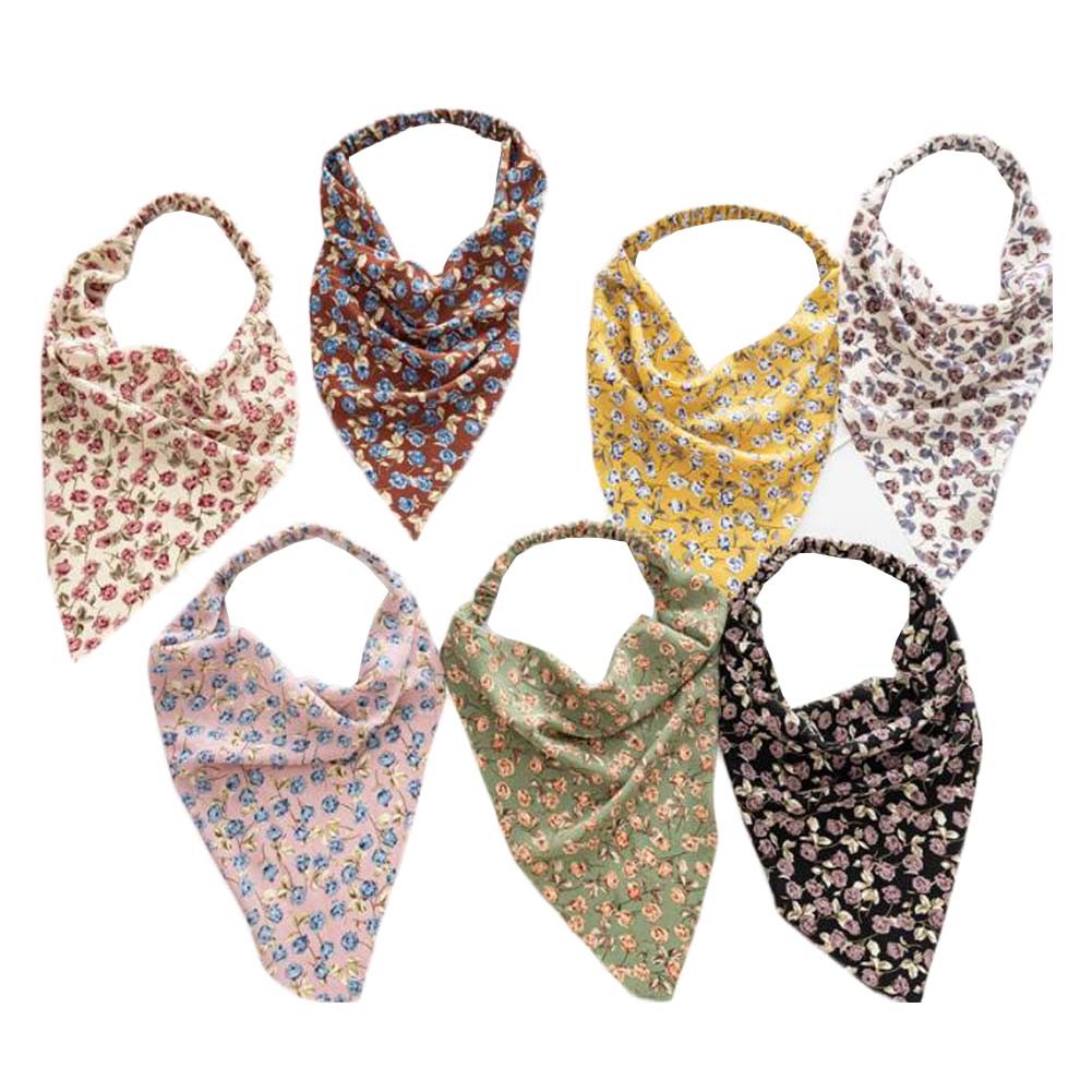 7 Pcs Floral Hair Scarf Chiffon Elastic Head Kerchief Headband Triangle Head Scarves Hair Bandanas for Women Girls Hair Accessories