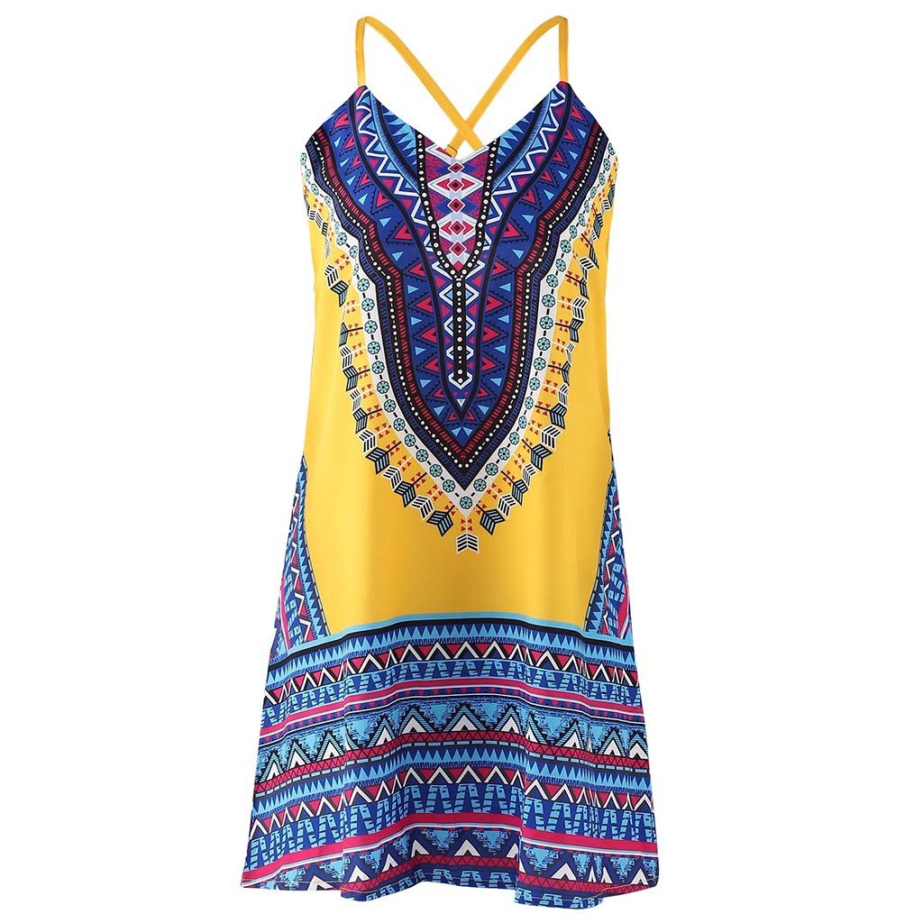 European and American summer new women's digital printing strap dress