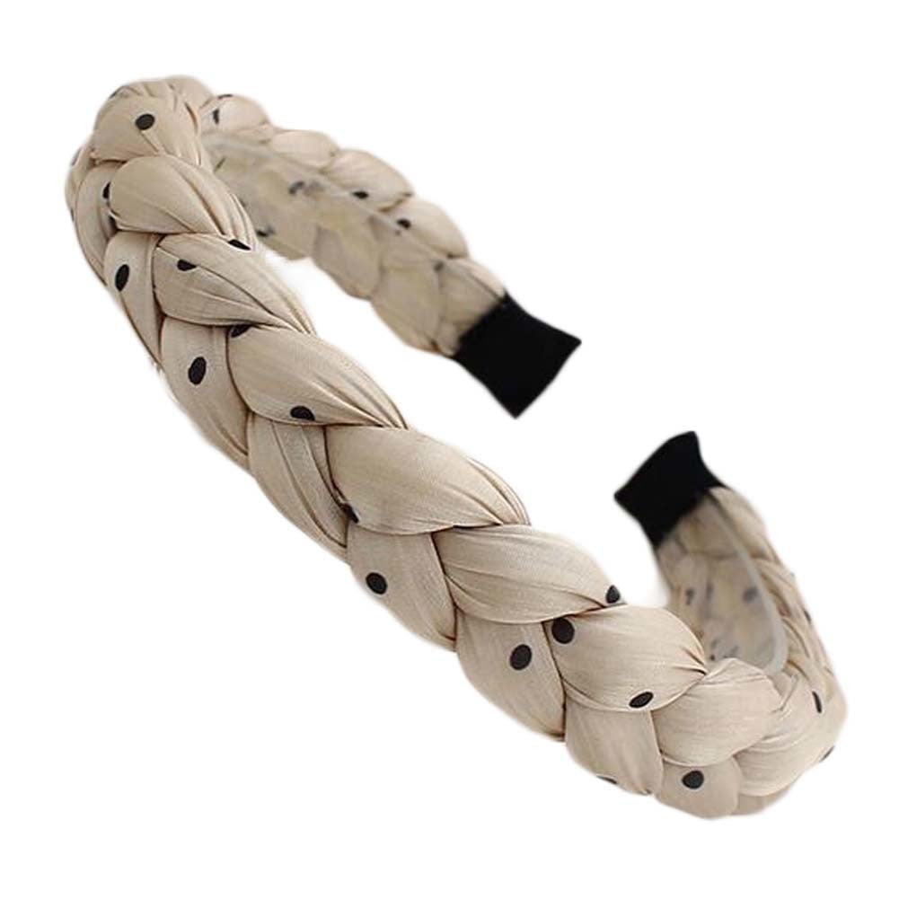 Khaki Sponge Twist Braid Hair Band Girls Women Dots Braided Headband Head Accessories Hair Loop