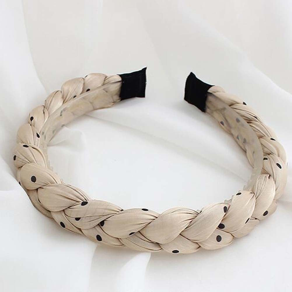 Khaki Sponge Twist Braid Hair Band Girls Women Dots Braided Headband Head Accessories Hair Loop