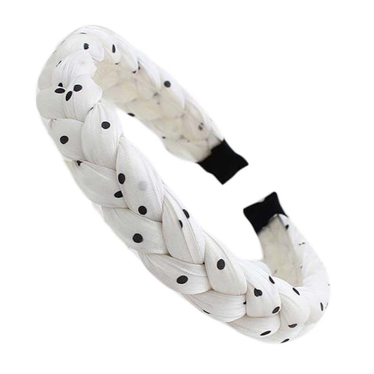 White Sponge Twist Braid Hair Band Girls Women Dots Braided Headband Head Accessories Hair Loop