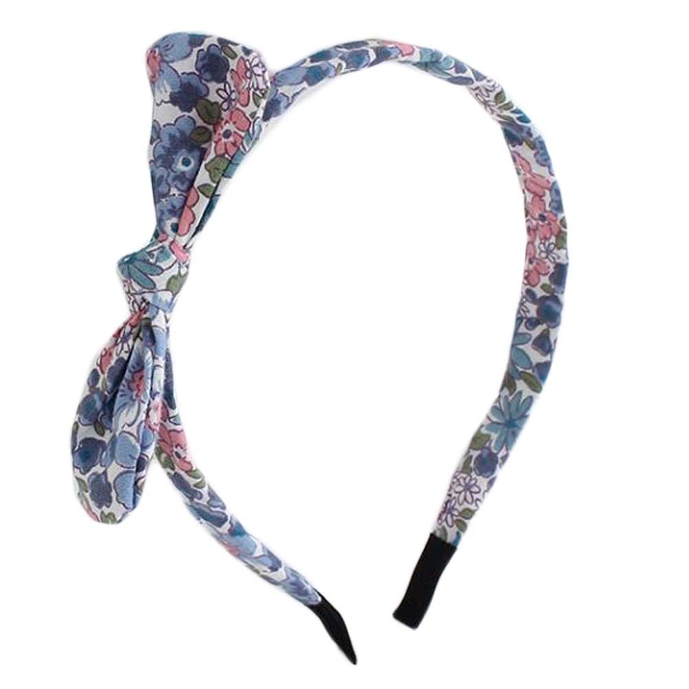 Blue Daisy Floral Thin Headband Bowknot Skinny Hairband Hair Accessories for Womens Girls