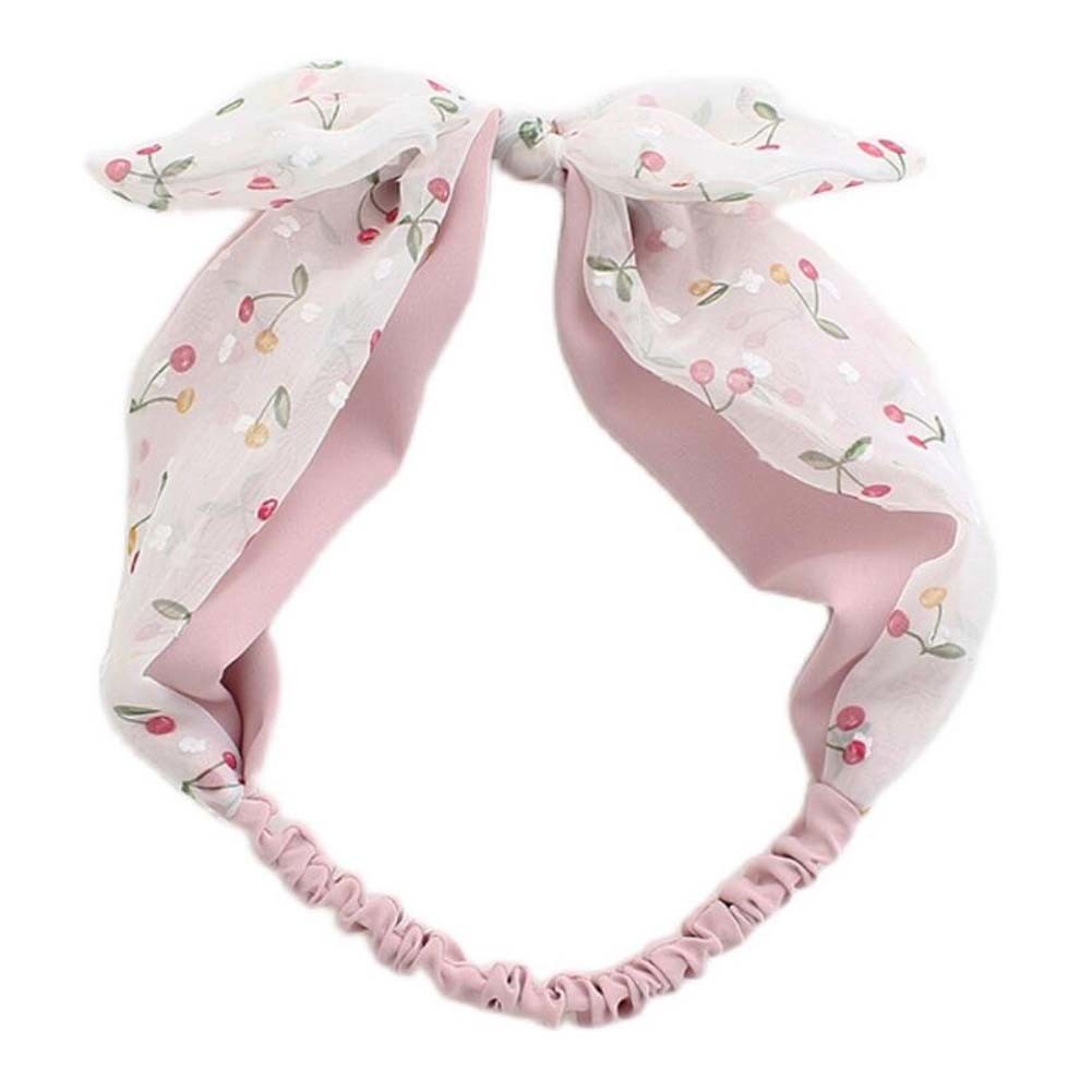 Cute Bowknot Headband White Pink Cherry Hairband Chiffon Linen Hair Ribbon Hair Accessories Hair Wrap