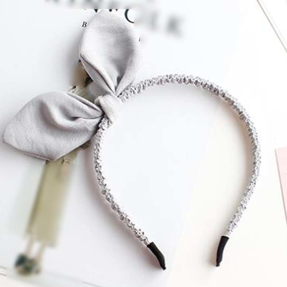 Grey Cute Rabbit Ears Thin Headband Sweet Bowknot Headband Hair Accessories for Women