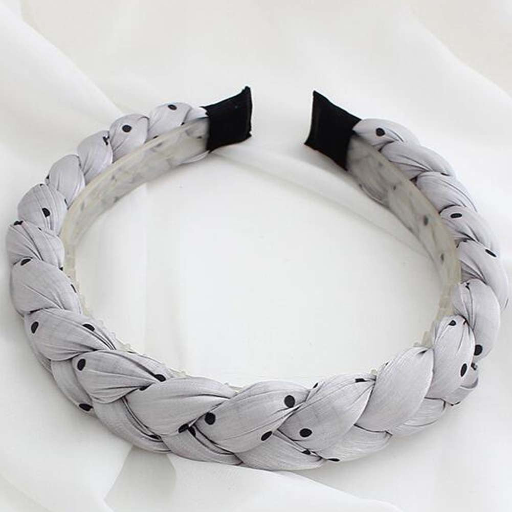 Grey Sponge Twist Braid Hair Band Girls Women Dots Braided Headband Head Accessories Hair Loop