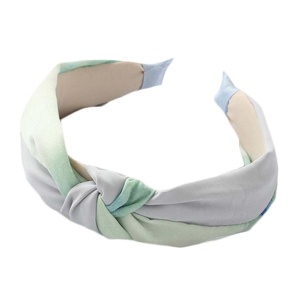 Women Knotted Wide Hair Band Sweet Fabric Turban Headband Hair Accessories Hair Hoop,Light Grey Mint Green