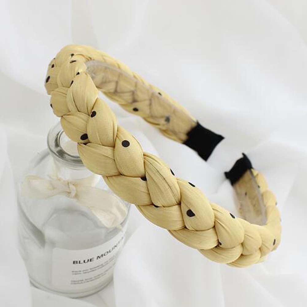 Yellow Sponge Twist Braided Heandband Women Dots Thick Headband Hair Accessories Hair Band