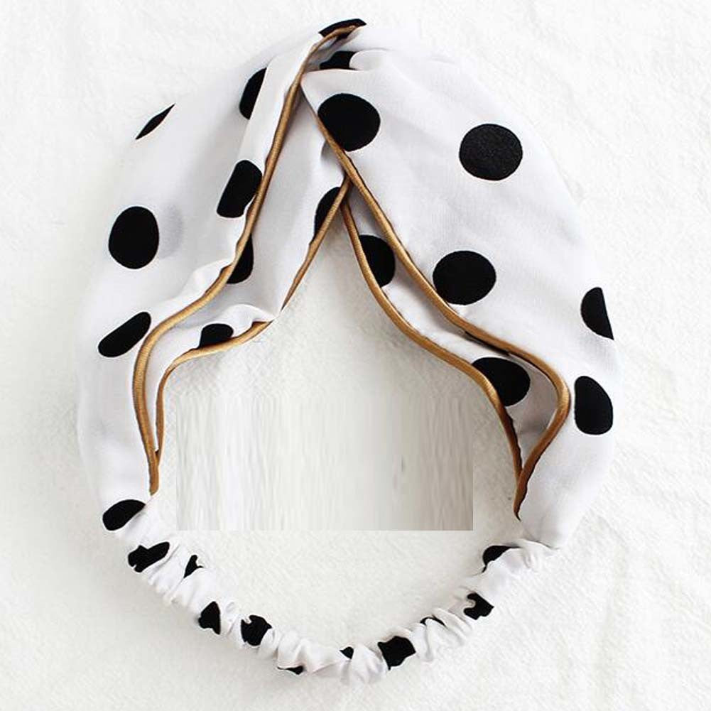 Black Retro Polka Dot Headband Criss Cross Wide Hairband Hair Ribbon Hair Accessories Hair Wrap