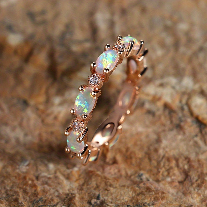 Ring Of Opal Engagement Wedding Valentine's Gift Women's Exquisite Jewelry Trendy Accessories