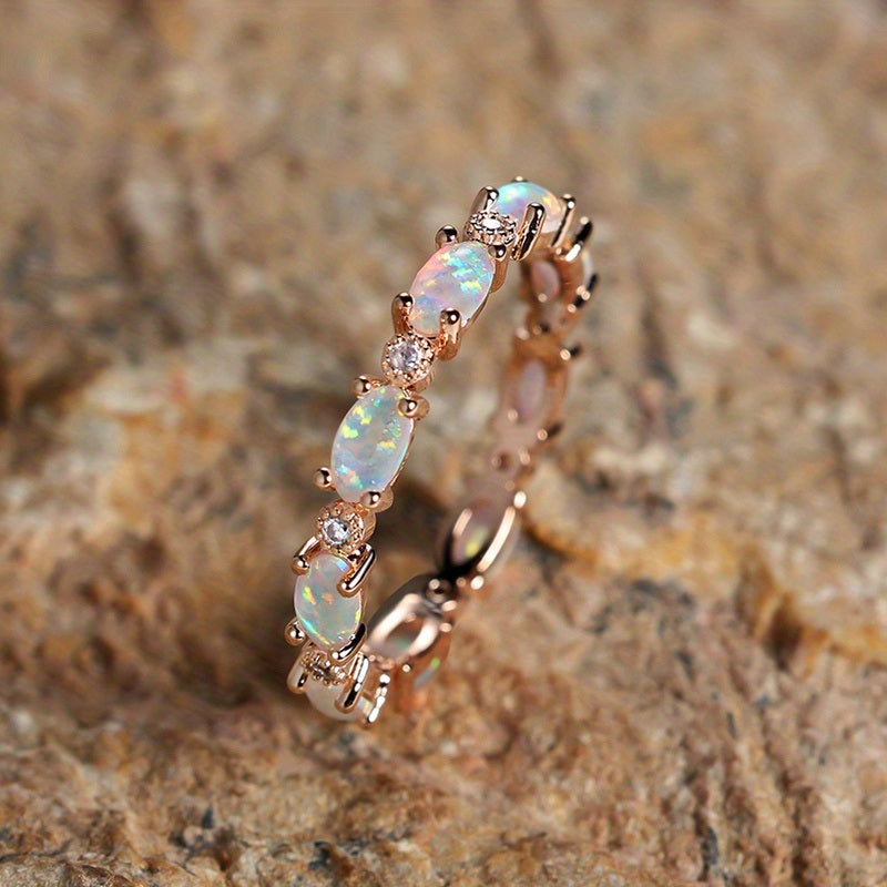 Ring Of Opal Engagement Wedding Valentine's Gift Women's Exquisite Jewelry Trendy Accessories