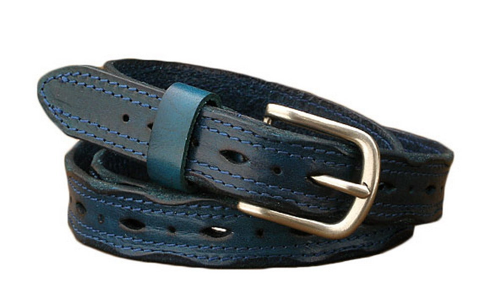 Vintage Jeans Belt Casual Leather Belt for Womens Deep Blue