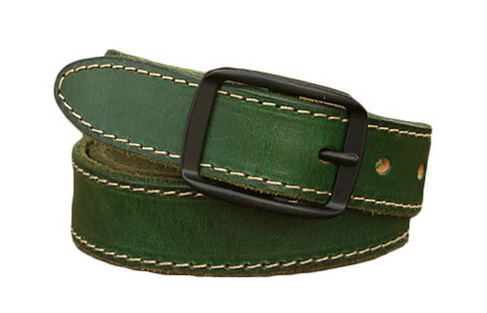 Retro Square Buckle Belt for Women Green Leather Belt for Jeans Dresses