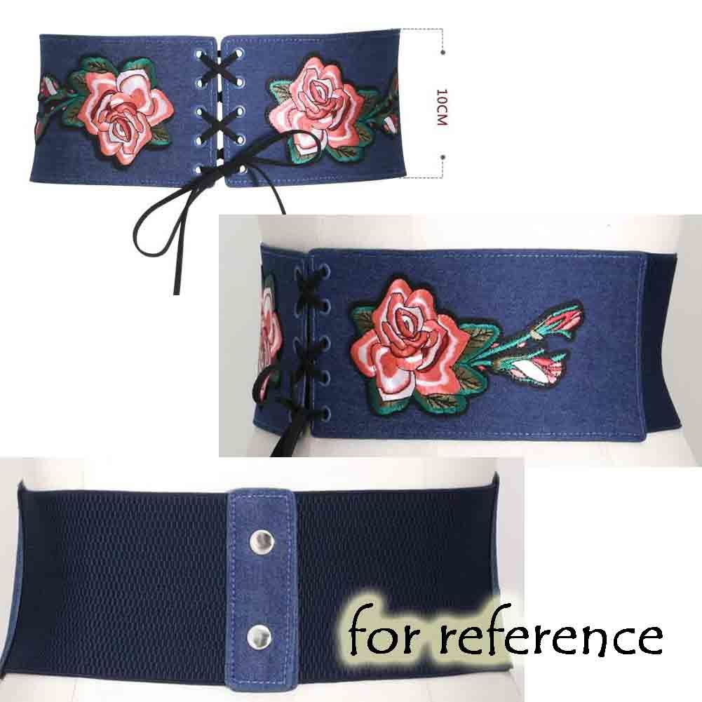 Waist Band Corset Belt Obi Belts Lace-up Wide Waistband Embroidery Denim Belts