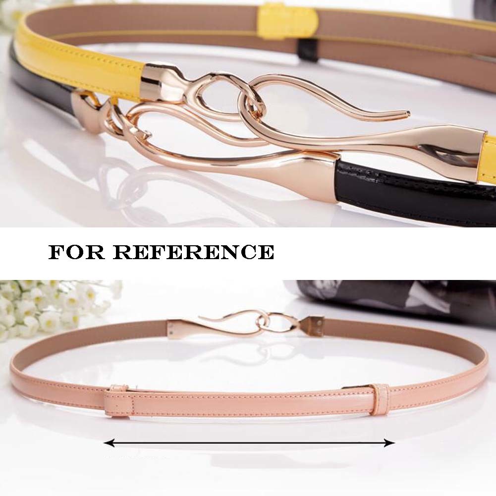 White Simple Style Alloy Buckle Slender Belt Waist Belt Skinny Belt Leather Belt