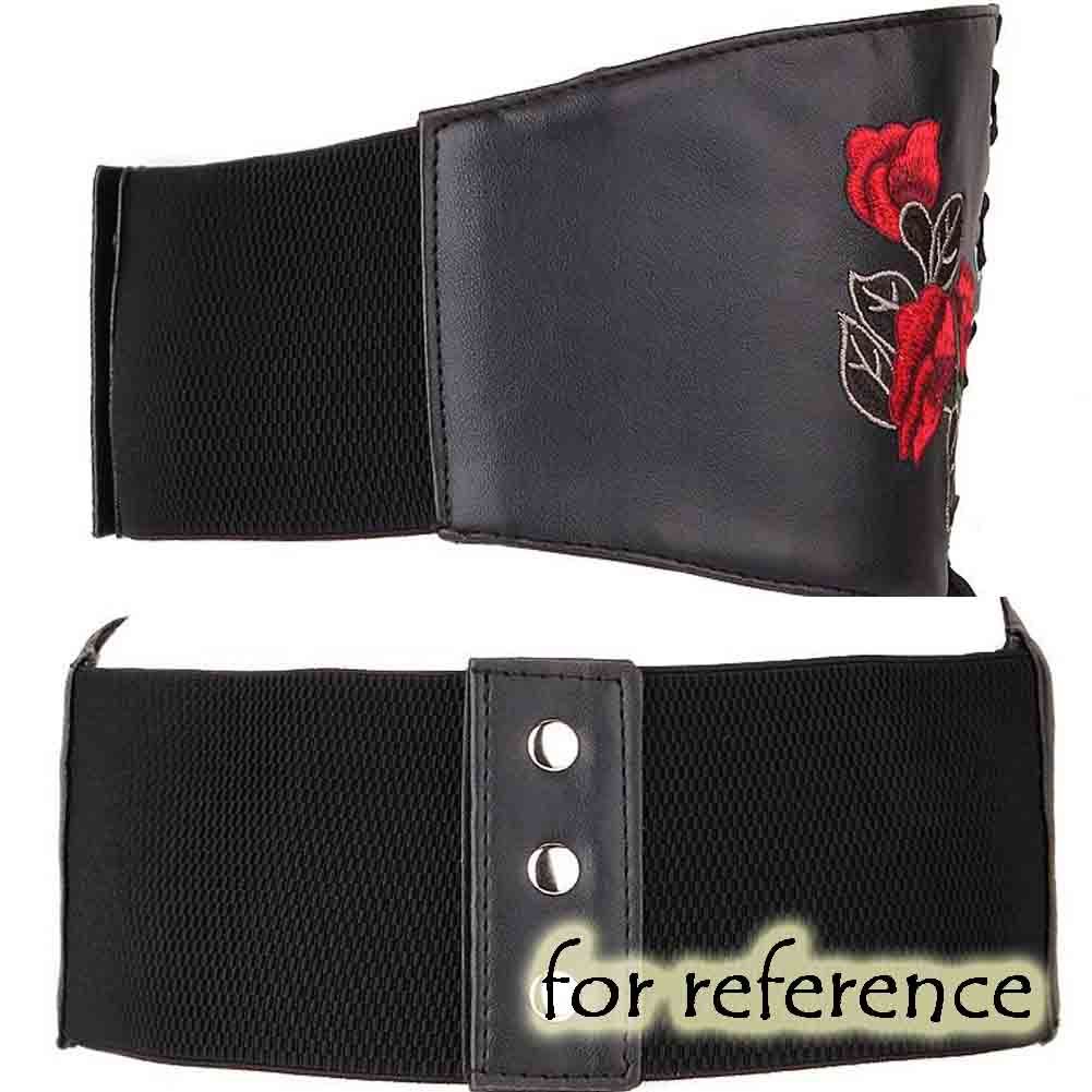 Waist Band Corset Belt Obi Belts Lace-up Wide Waistband Embroidery PU Belts