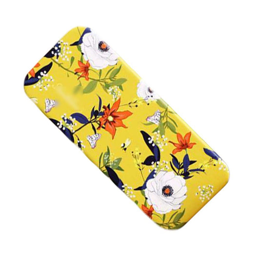 Yellow Flower Eyeglass Case Hard Shell Portable Spectacle Case Metal Eyeglass Holder Box