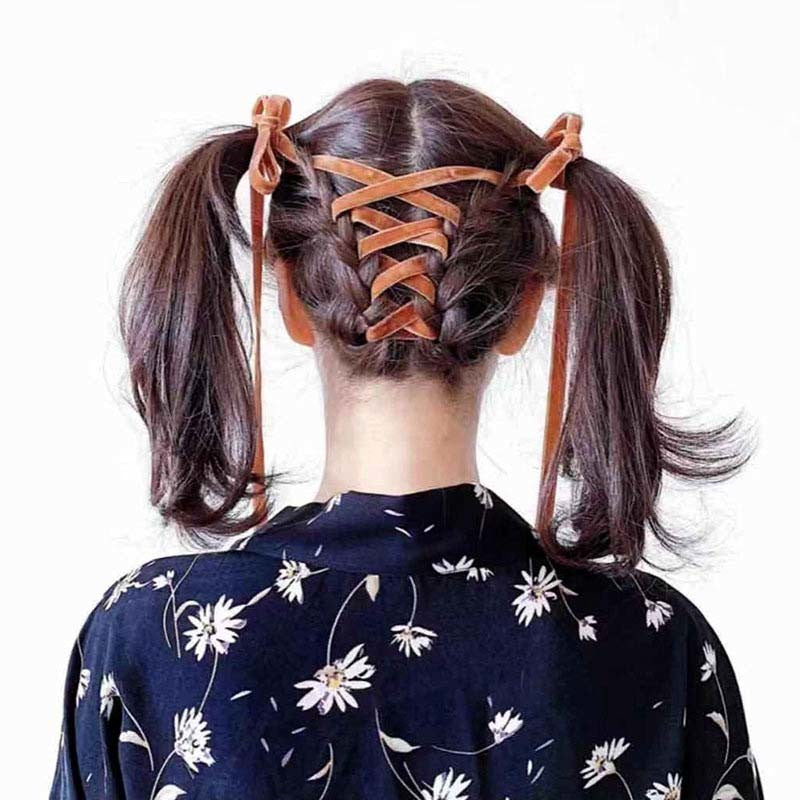 Women Long Leather Ponytail Hold Hair Tie Headband Hair bands For Girls Hair Accessories