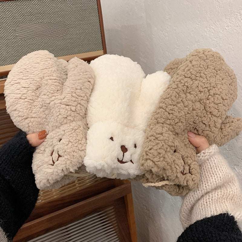 Women Girls Plush Cute Bear Claw Warm Gloves Soft Anime Cosplay Plush for Christmas Party Accessories Women Mittens