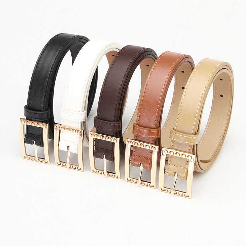 Jeans Belt Women's Simple Versatile Waist Alloy Multicolor Belt Small Suit ins Style Decorative Fashion Belt