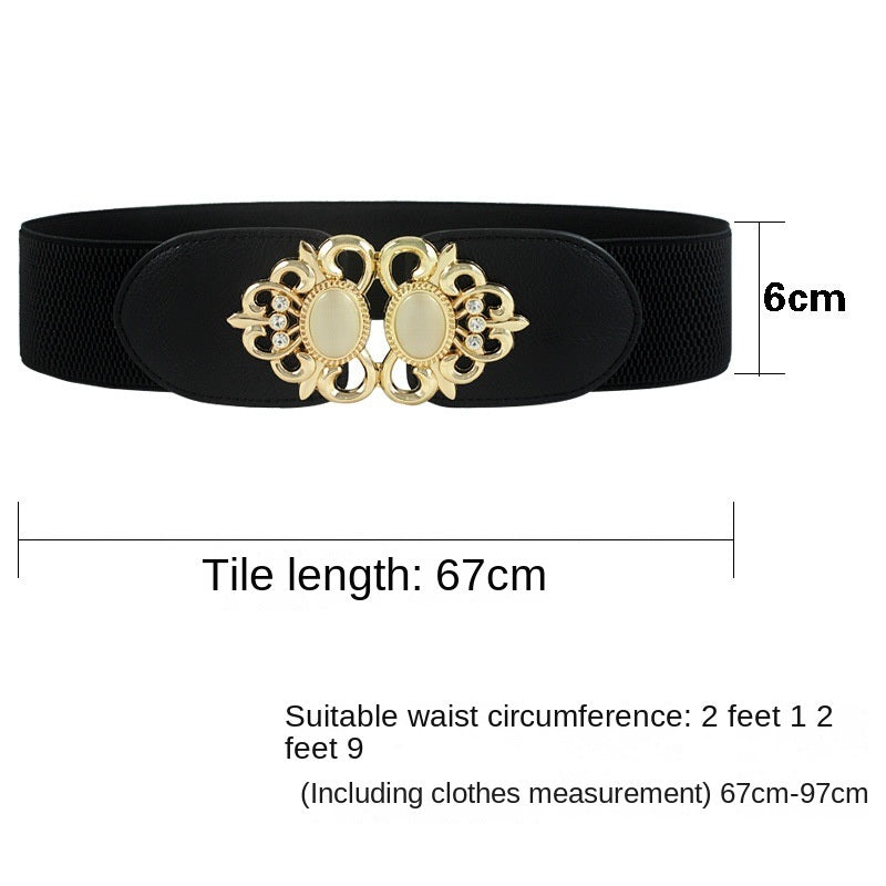 Korean waistband female decoration with skirt elastic waist cover; wide and narrow elastic belt; fashionable new style; quick sale; golden pear drop