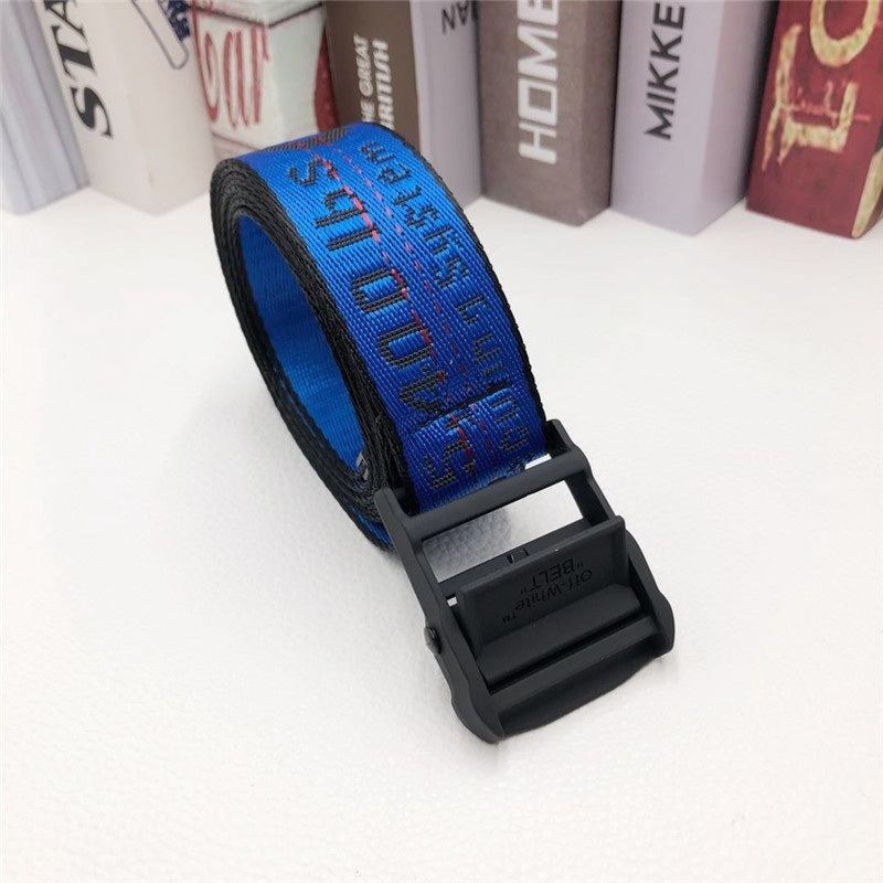 Europe and America offwhite belt female fashion brand ins hip hop industrial style yellow embroidery letter Amazon belt batch