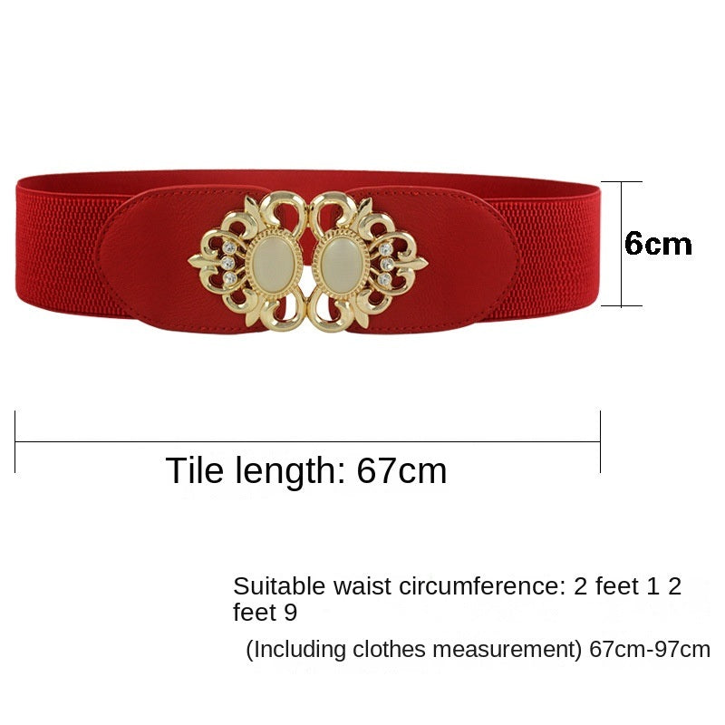 Korean waistband female decoration with skirt elastic waist cover; wide and narrow elastic belt; fashionable new style; quick sale; golden pear drop