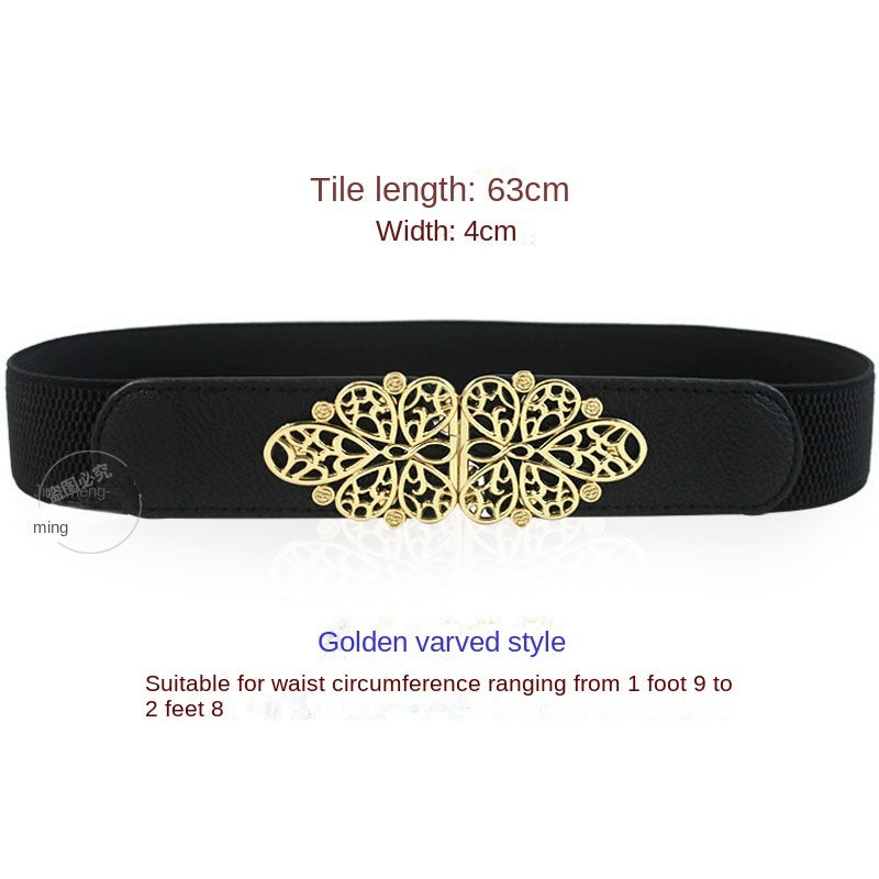 Korean waistband female decoration with skirt elastic waist cover; wide and narrow elastic belt; fashionable new style; quick sale; golden pear drop