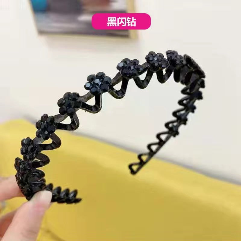 Fashion Pearl Non Slip Rhinestone Hairbands Elastic Flower Women Hair Hoop Bands Headband Bezel Girls Hair Accessories Headdress