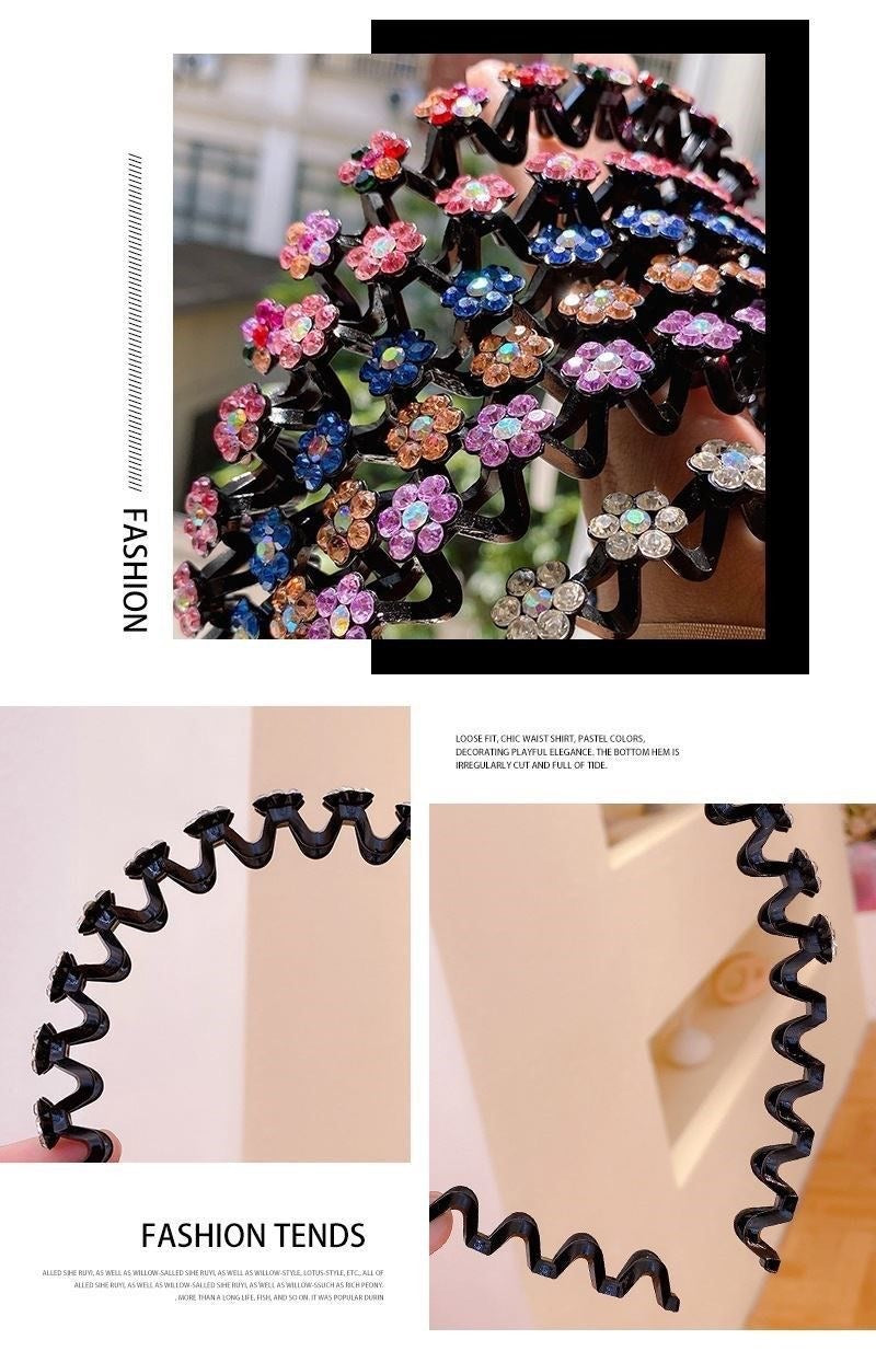 Fashion Pearl Non Slip Rhinestone Hairbands Elastic Flower Women Hair Hoop Bands Headband Bezel Girls Hair Accessories Headdress